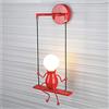 WLXJDJ Lampada da Parete Interno, Creativo Swing Bambini Lampada da Comodino Moderno Metallo Decor Applique da Parete Max 60W E27 per Camera da Letto, Soggiorno, Corridoio, Scala,Rosso