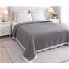 Tata Home Trapuntino Matrimoniale Primaverile Estivo Copriletto Trapuntato Imbottito Mezza Stagione Extra Morbido Misura 250x250 cm Shabby Chic Cuori Mod. Belle Colore Grigio