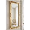 MO.WA Specchio da parete lungo barocco, made in Italy, Specchiera foglia oro 62x142 cornice legno, Specchio classico muro, Specchio lungo da parete
