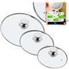 KADAX Set di coperchi universali in vetro con maniglia, set di coperchi resistenti al calore in diverse misure, coperchio in vetro per pentola, padella (20 + 24 + 28 cm, manico argento) (K8380)