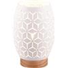RL LIVE YOUR LIGHT Reality Leuchten Bidar R51571031 - Lampada da tavolo in metallo bianco opaco, legno naturale, non incluso 1 lampadina E27