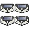 SLS SHOP 4pz Applique Da Esterno Con Pannello Solare 114 Led Sensore Movimento Crepuscolare