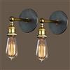 Mengjay Industriale Applique da parete Lampada Muro da parete a luce Regolabile Finito in ottone Testa in rame con Portalampada E27 interna per Casa Bar Ristoranti Club (lampadine non incluse) (2 pezzi)