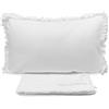 SaRani Set Lenzuola in Cotone Matrimoniale 2 Piazze Federe Volant Riccio Tinta Unita (Bianco)