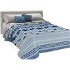 ITALYSWEETHOME COPRILETTO ESTIVO PESCI MARE BLU PIQUET DI COTONE MADE IN ITALY (Singolo)