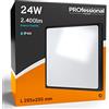 Eurocali Plafoniera LED Soffitto 24W IP44 Lampada QUADRATA da 2400lm Luce Bianco Freddo 6500K Cornice Nera