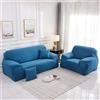 Surwin Copridivano Elasticizzato 1 2 3 4 Posti, Moda Stampa Elastico Universale Copridivani con Braccioli Fodera per Divano Antiscivolo Sofa Protettore (Azzurro,1 posti - 90-140cm)