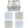 HOME ZEN HOUSEHOLD LINEN Cesto in Legno Shabby Chic con 4 Asciugamani in Cotone 30x30 cm, Idea Regalo (GRIGIO ROSA)