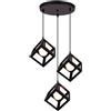 TEKHOME Lampadario a Sospensione con 3 Cubi Metallo, Attacco E27, Stile Moderno Industriale per Cucina Soggiorno Camera da Letto - 120cm Regolabile.Bianco/Nero/Marrone LP-47 (NERO)