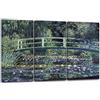 Printed Paintings Stampa su Tela 3 Parti(120x80cm): Claude Monet - Gigli d'Acqua e Ponte Giappone