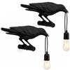 LEDSone Black Birds Table Lamps Resin Crow Desk LED Lamp E27 Base Modern Raven Art Bedside Decor Plug in Cord Table Lamps for Bedroom, Office, Wall (Pack 2 - Wall lamp)