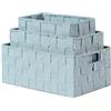 BM Cestino Portaoggetti Bagno Effetto Rattan, Set di 3 Cestini Bagno da Scaffale Intrecciato Rettangolare Organizer Scatole Portaoggetti Adatto a Diversi Usi Organizzazione (Turchese)