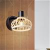 Lightbox Lampada da parete Nature - faretto da parete nero con paralume in bambù e testa orientabile - dimmerabile - 14,9 cm di altezza x 15 cm di larghezza - presa E14 max. 28 W - per camere da letto in