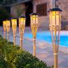 Lights4fun 82 cm, set di 2 torce a LED a energia solare in bambù, decorazione hawaiana, lampada solare per esterni, giardino, illuminazione di sentieri esterni, lampada solare per esterni