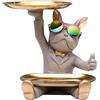 NUACOS Nuovo Multi-Colore Bulldog Francese Statua in Resina Bulldog Scultura Astratta Figurine di Animali Titolare Statua Home Desktop Ornament Office Home Decor (Grigio)