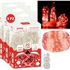 GINMA Set 3 Fili Luminosi 20 LED a Batteria con Cavo Trasparente - Catena Luminosa Decorativa per Interni ed Esterni, Lucine LED per Natale, Giardino, Bottiglie (Rosso Rubino, 2 Metri (20 LED))