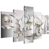 B&D XXL - Quadro Fiori Orchidea 100x50 cm 5 Pezzi - Stampa su Tela Strutturata XXL Grande - Quadri Moderni Componibili Camera da Letto Matrimoniale - Stampe da Parete Arte - Astratto b-A-0073-b-n