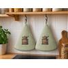 Corredocasa Set 2 Strofinacci Cucina Spugna 70cm, 100% Made in Italy - Canovacci da Cucina di Alta qualità e Massima Asciugatura con Comodo Appendino - Set di Stracci Rotondi (Verde Macina)