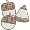hobbymio.it Set da 3 Pezzi di presine natalizie da cucina da ricamare a punto croce, Presine Natale con Tela Aida, Tre pezzi di Presine scozzese a forma: Tonda, Quadrata, Campana (33 Scozzese Verde salvia)