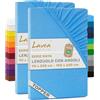 Lavea® Set 2 Lenzuola con Angoli Singolo 90x200 cm - Jersey 100% Cotone - Per Materassi Topper fino a 10 cm - Con Elastico Tutto Intorno - Certificato OEKO-TEX - Blu Cielo