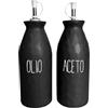 MECSAL CASALINGHI Set Bottiglie Olio Aceto, Dosatori Condimento, Tappo Salvagoccia, Menage Cucina, in Ceramica Effetto Martellato