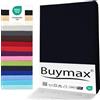 Buymax® Set 2 Pezzi Lenzuolo con Angoli Matrimoniale 160x200 cm in 100% Cotone Jersey - Colore Noir, per Materassi fino a 25 cm di Altezza