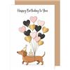 Edition Seidel Premium Biglietto di auguri di compleanno con busta. Auguri di buon compleanno Happy Birthday per uomo donna amici bassotto cane amore cuori (G4232 SW026)