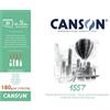 Canson 1557 - Blocco da 30 fogli di carta da disegno, grana leggera, 180 g, colore: Bianco puro 42x59,4 cm - A2 collato 1 lato