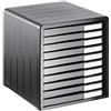 Rotho Timeless Cassettiera Plastica con 10 Cassetti per Ufficio Antracite | Organizer Scrivania, Cassettiera Salvaspazio con 10 Cassetti Estraibili, Scatola Porta Oggetti in PS Color Antracite