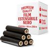 OWIJI Film Estensibile Imballaggio Nero Opaco 6 Rotoli Pellicola Protettiva Made In italy Cellophane 250 Metri Spedizioni Trasloco Multiuso Extra Resistente Peso Bobina 2,4 Kg 23 Micron