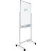 Pronomic WB-6090 Whiteboard magnetico, girevole, doppia superficie 60x90cm, cancellabile a secco, cornice alluminio, ruote bloccabili, include pennarelli, magneti e spugna, colore bianco.
