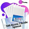 LogicaShop Fly Buste Forate Trasparenti per Raccoglitori ad Anelli A4, Cartelline Plastica (Lucide, 500 Pezzi)