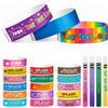 Kinetora 50-10000 Braccialetti Carta Eventi Personalizzabili con il Tuo Testo/Logo | Confezione 19/25 mm Braccialetti di Carta per Identificazione, Festival, Matrimoni, Eventi, Resistenti e confortevoli
