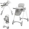 Bonnlo Seggiolone Evolutivo per Bambini 6 Mesi-3 Anni (Max 15kg), Seggiolone Pieghevole per Pappa con Vassoio e Poggiapiedi Regolabile, Seduta Ausiliaria per Neonati Bianco crema/Grigio (Grigio)