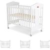 Cangaroo culla Wing, 120 x 60 cm, legno di faggio, ruote, 3 posizioni in altezza, colorazione:bianco