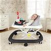 HUOLE Girello Bambino Primi Passi per Bambini da 6 Mesi a 15 kg, Regolabile in Altezza, girello pieghevole per bambini con vassoio di gioco interattivo con suoni, 67 * 72 * 92cm - Nero (B)