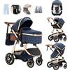 Lnhcrbs Passeggino Trio,Passeggino Leggero è Dotato di Un Maniglione Regolabile in Altezza,Passeggino Reversibile è Dotato Anche di Seggiolino Auto, Zanzariera e Borsa Per La Mamma, Portabicchieri