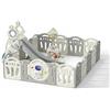Aveainelle Box Bambini Pieghevole, Recinto per Bambini e Neonato con Materassino, Centro Attività Cortile Giochi di Sicurezza Casa per Interni ed Esterni, con Scivolo e Canestro da Basket
