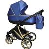 Sojan Passeggino AGIX 3in1 ecopelle i 3 pezzi e accessori. Carrello bambino trio Eco-pelle Sojan BBtwin (Blue Metallic)
