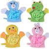 Eyands 4 guanti per il lavaggio del bambino con piccola spugna - graziosi guanti da bagno per bambini, guanti da bagno per pulire la pelle (orso, coniglio, rana, anatra)