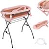 moovkee. Vaschetta Bagnetto Neonato Pieghevole con Supporto 80cm - Vasca da Bagno Bambini 1-3 Anni con Termometro Incorporato e Tubo di Scarico e con Sdraietta da Bagno Richiudibile