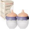 HappyMami, Set 2 Biberons su Misura con Tettarella in Silicone Medico, senza BPA, doppio Sistema Anticolica, Lavabile in Lavastoviglie, adatto a ogni tipo di Allattamento. (Violeta Seta 150 ml)