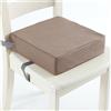 Chickwin Cuscino Rialzo Sedia per Bambini, Cartone Animato Stampa Cuscino Alzasedia con Cinghie Regolabile Lavabile Smontabile Cuscino Seduta per Sedia da Pranzo (32 * 32 * 8cm,Marrone)