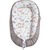 SONARIN Baby Nest Neonati Riduttore Lettino Per Letto Culla Sacco Nanna,Traspirante, 100% Cotone, Con cuscino,Portatile(Rosa Arcobaleno)