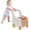 COSTWAY Carrellino Primi Passi per Bambini in Legno, Carrello Portagiochi Design 2 in 1 con Ruote in Gomma, Ideale per Bambini e Bambine con Età più di 3 Anni, 32 x 48 x 56 cm(Bianco)