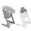 Stokke Seggiolone Tripp Trapp di Stokke, Storm Grey (Include Sedia + Baby Set 2) con Newborn Set - Design Sicuro, Regolabile, Ergonomico