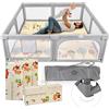 MS Parco XXL + tappeto da gioco per bambini 180 x 200 cm - doppio lato, tappetino molto imbottito (1 cm spesso), parco molto grande -pieghevole e con borsa per il trasporto