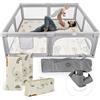 MS BabyWorld - Recinto per bambini XXL + Tappeto gioco per bambini 180 * 200 cm - Tappeto bifacciale, altamente imbottito (spessore 1,5 cm), Box molto grande e alto - pieghevole e con borsa trasporto