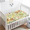 Odot Lenzuolo con angoli Lenzuola Carrozzina Neonato, Scoiattolo Motivo Bambino Cotone Coprimaterasso, Lenzuola per Culla Babybay (Foglie,80x160 cm)