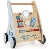 COSTWAY 2 in 1 Carrello Primi Passi per Bambini, Girello Neonato in Legno, con Giocattoli Montessori, Scomparto Portaoggetti, per Bambini 6-36 Mesi (Modello 4)